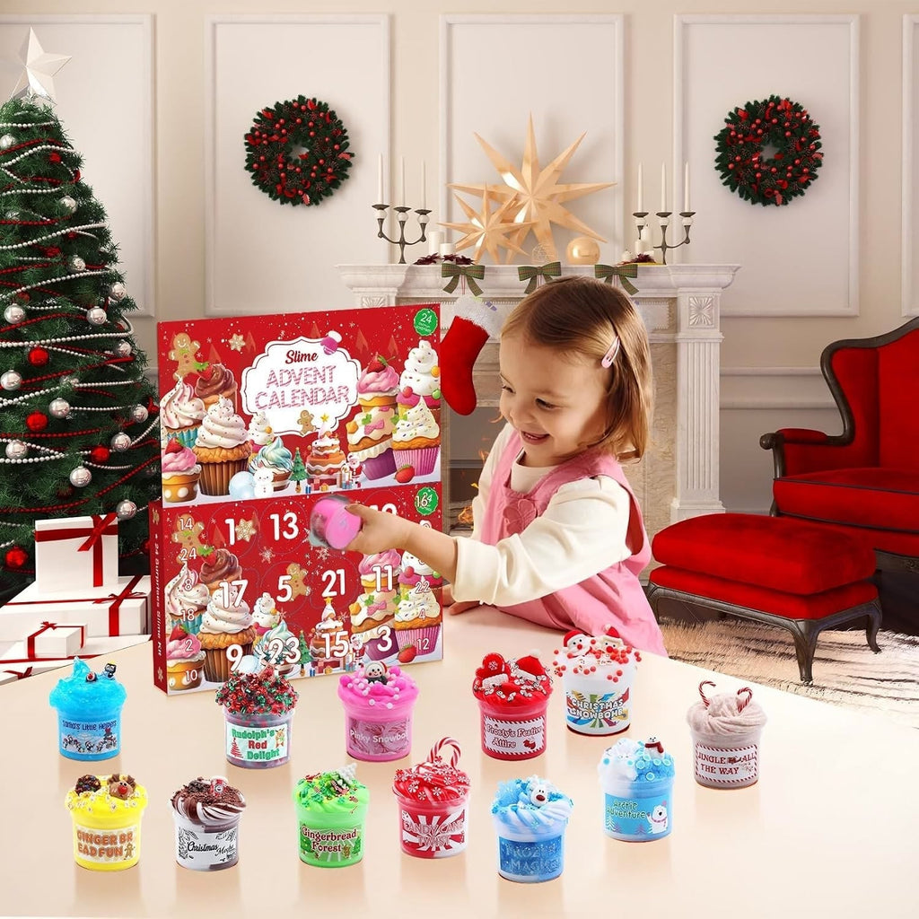 Slime Advent Calendar 2026 - 24 Days of Non-Sticky Christmas Slime and Charms