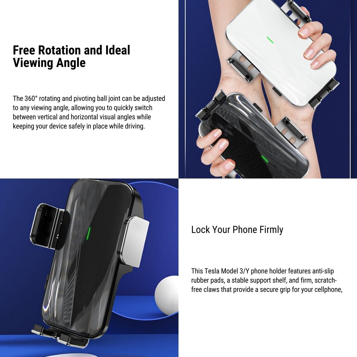 Solar Mobile Phone Holder for Model 3/Y | Sikunuo