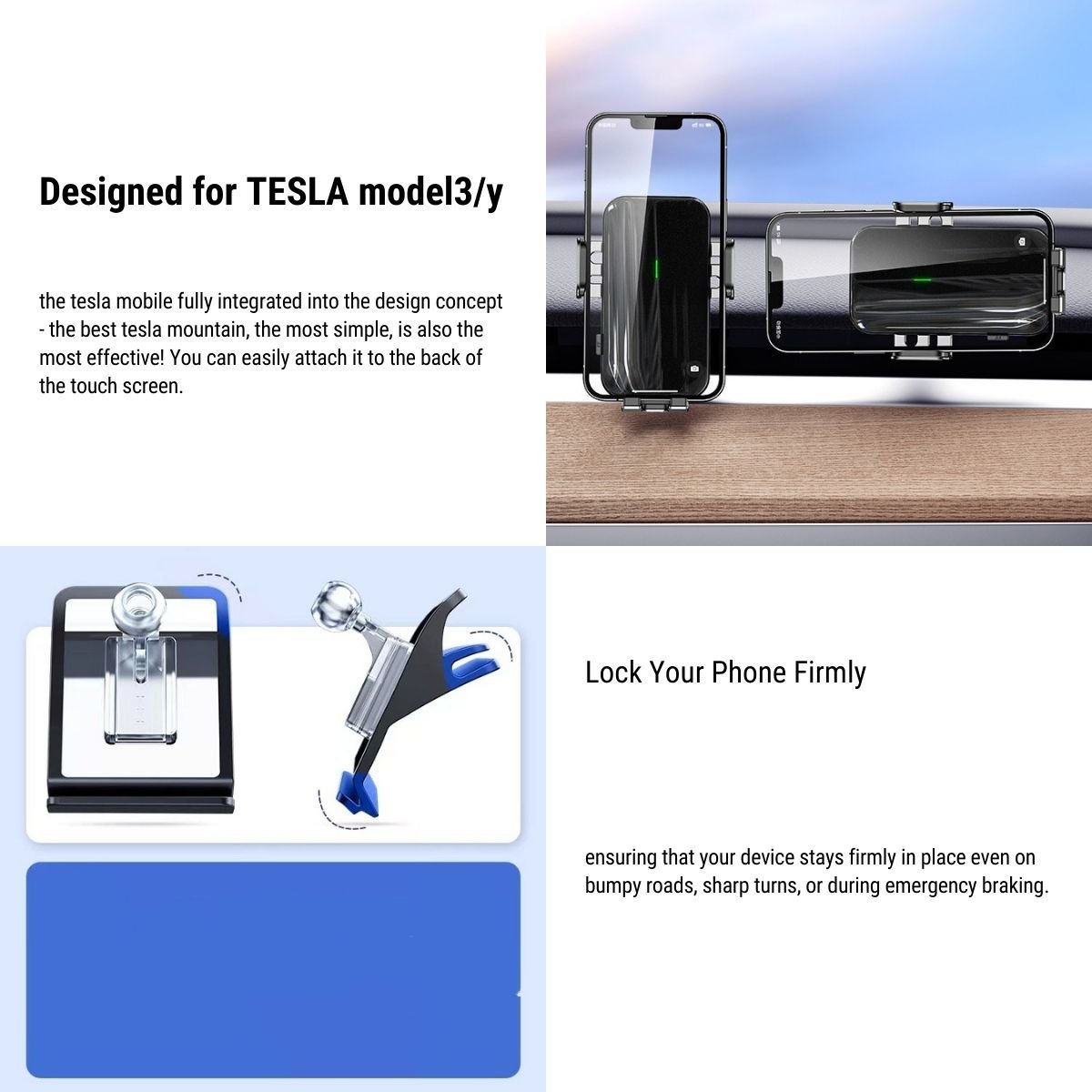 Solar Mobile Phone Holder for Model 3/Y | Sikunuo