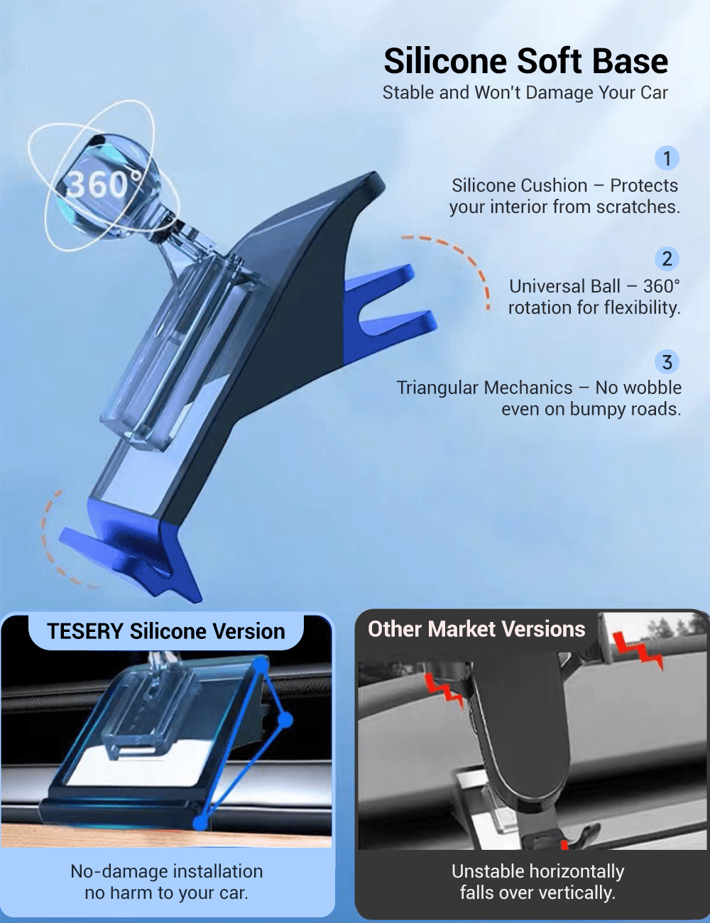 Solar Mobile Phone Holder for Model 3/Y | Sikunuo