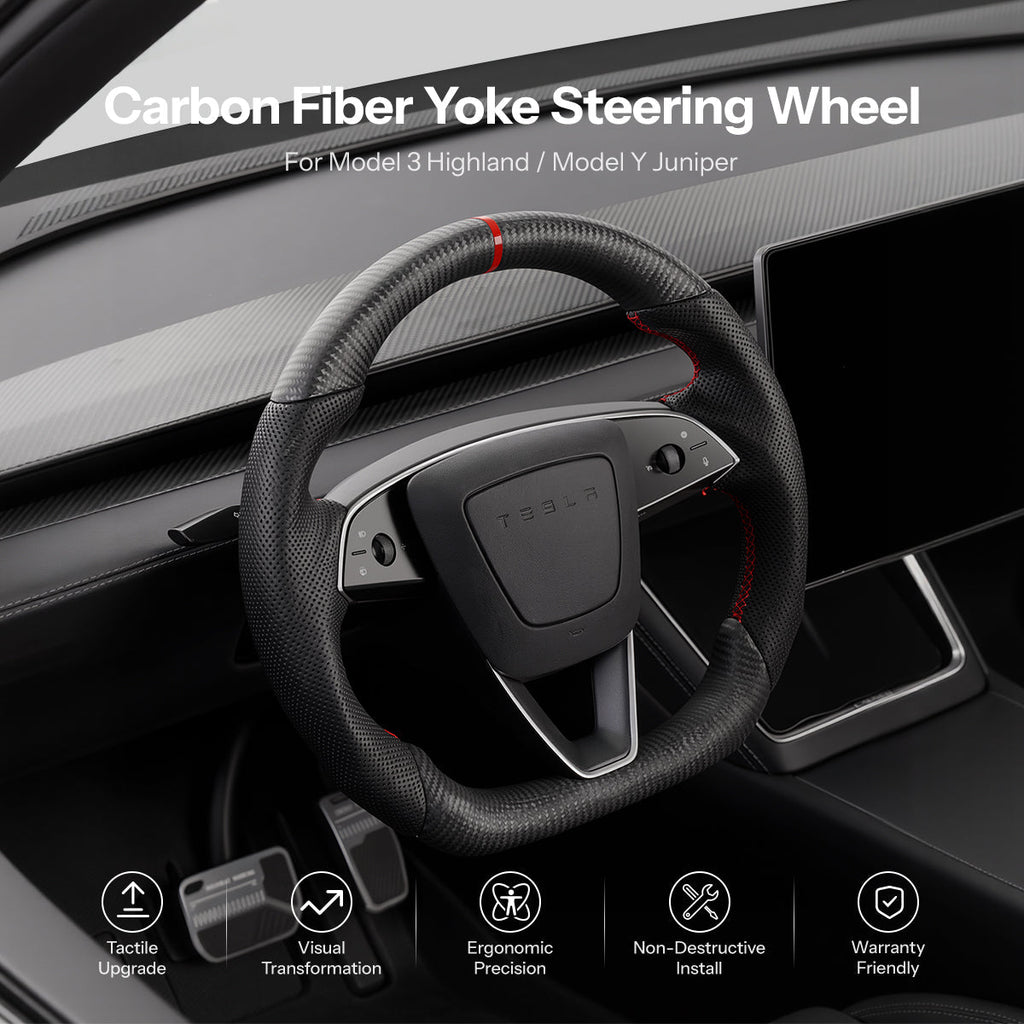 Sport Carbon Fiber Steering Wheel for Model 3 Highland / Model Y Juniper