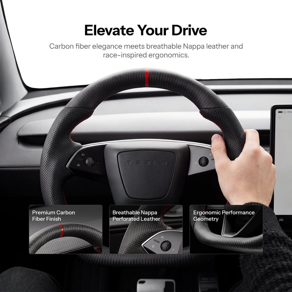 Sport Carbon Fiber Steering Wheel for Model 3 Highland / Model Y Juniper