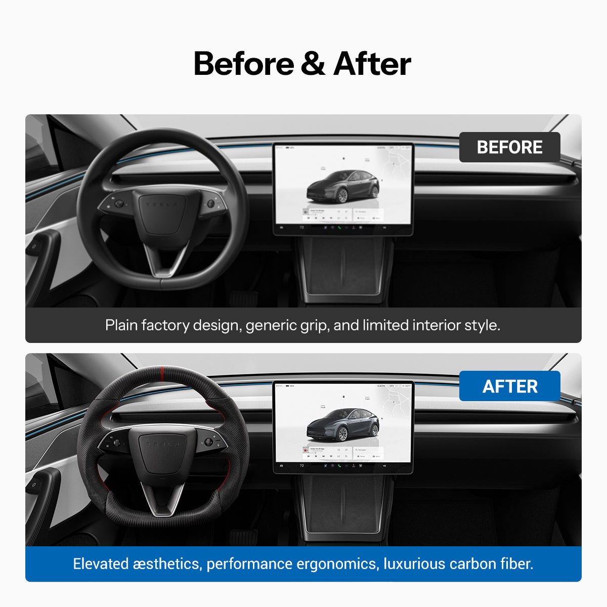 Sport Carbon Fiber Steering Wheel for Model 3 Highland / Model Y Juniper