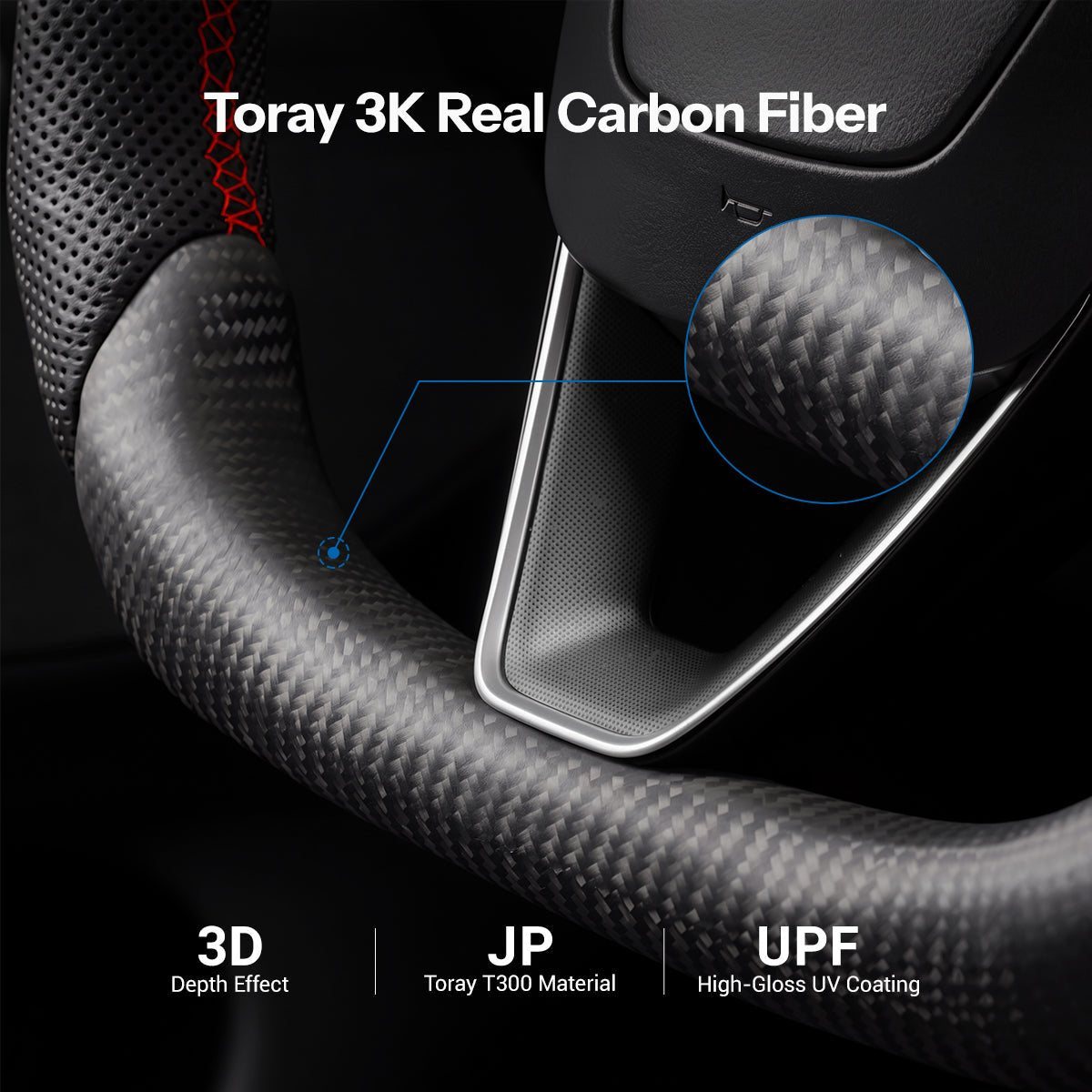 Sport Carbon Fiber Steering Wheel for Model 3 Highland / Model Y Juniper
