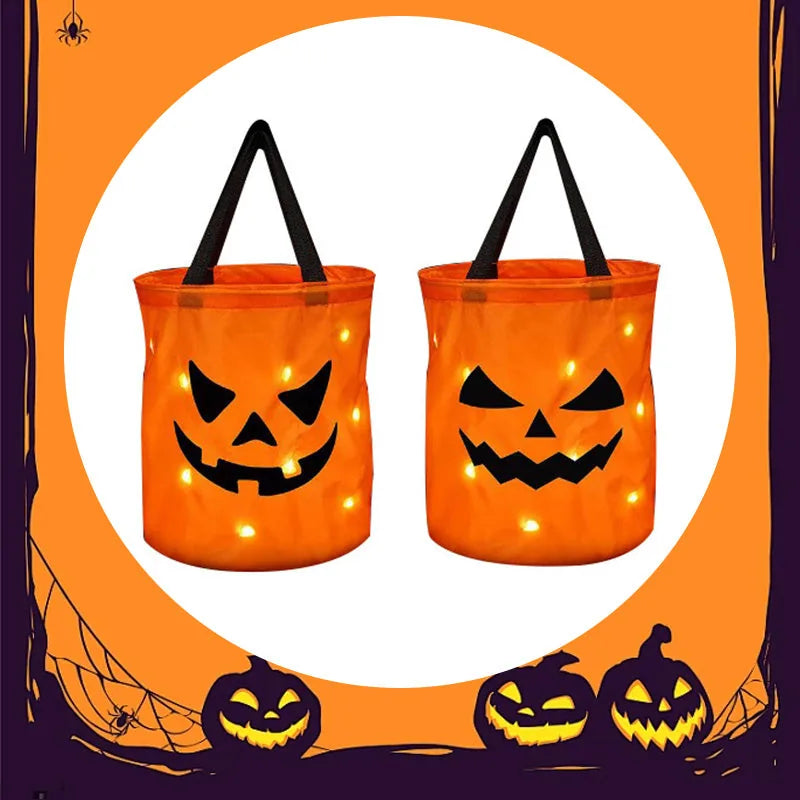 Halloween Glowing Pumpkin Bag – LED Lights & Spacious Interior
