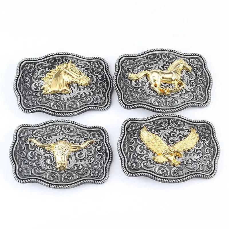Square Arabesque Animal Belt Buckle