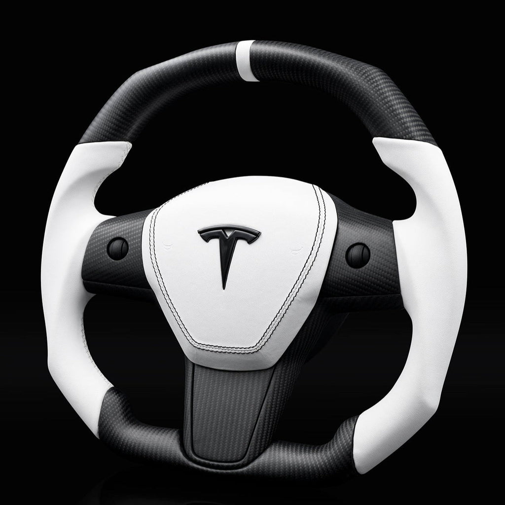 Square Carbon Fiber Steering Wheel for Tesla Model 3 / Y 【Style 42】