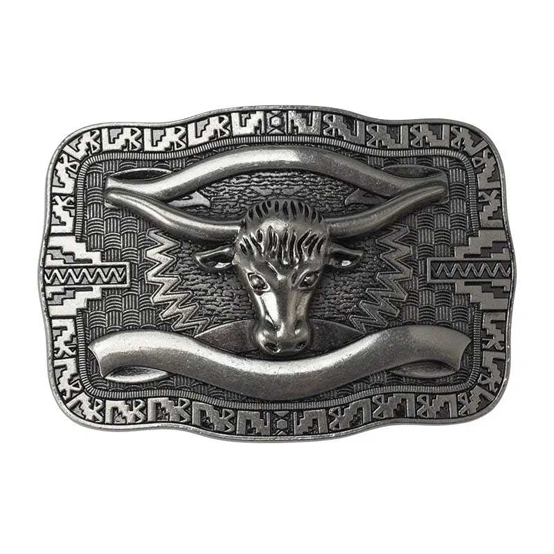 Square Longhorn Belt Buckle