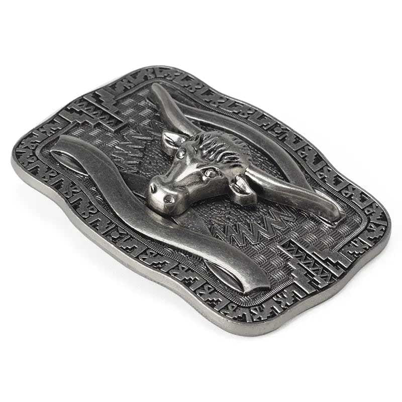 Square Longhorn Belt Buckle
