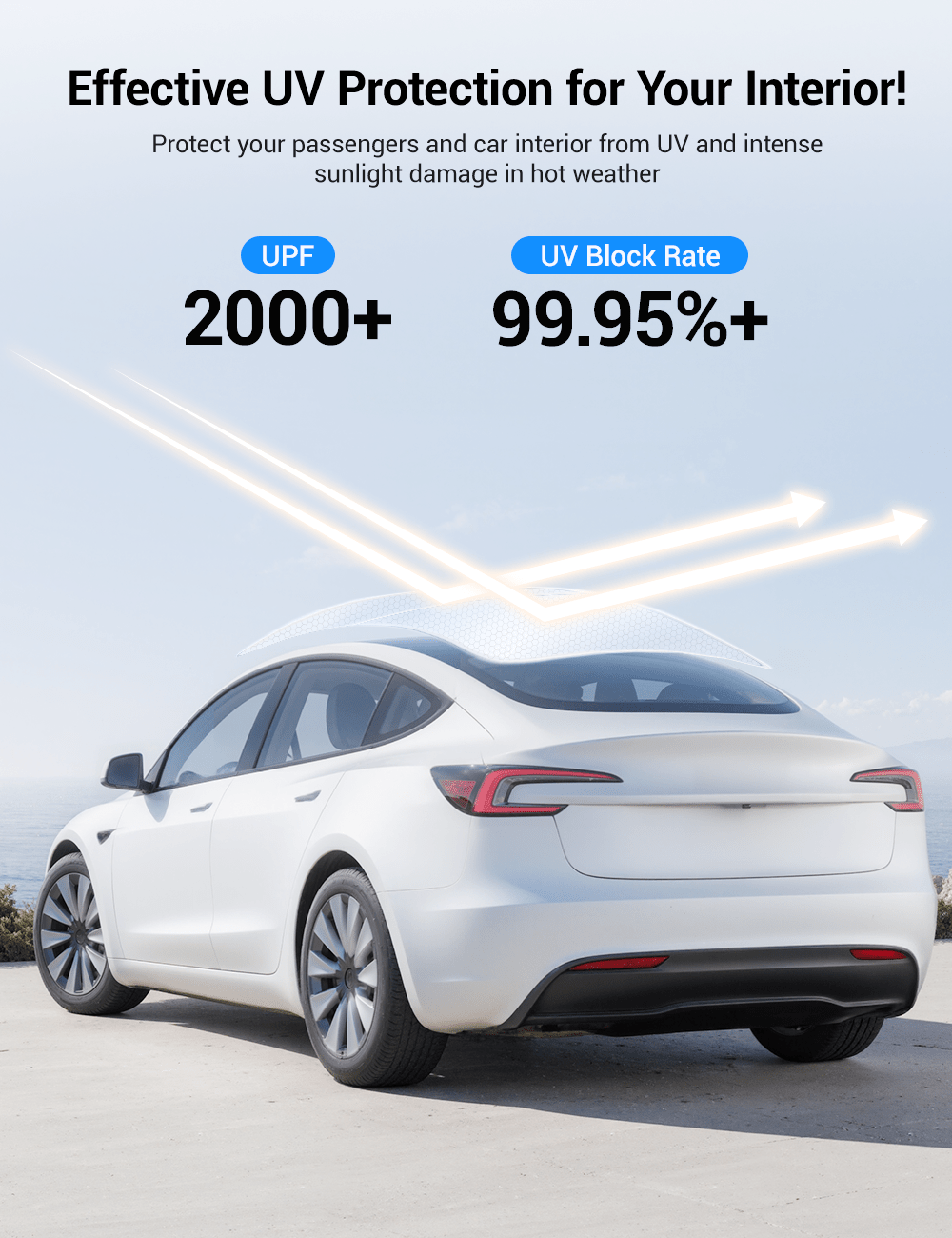 Glass Roof Sunshade for Tesla Model 3 | Sikunuo