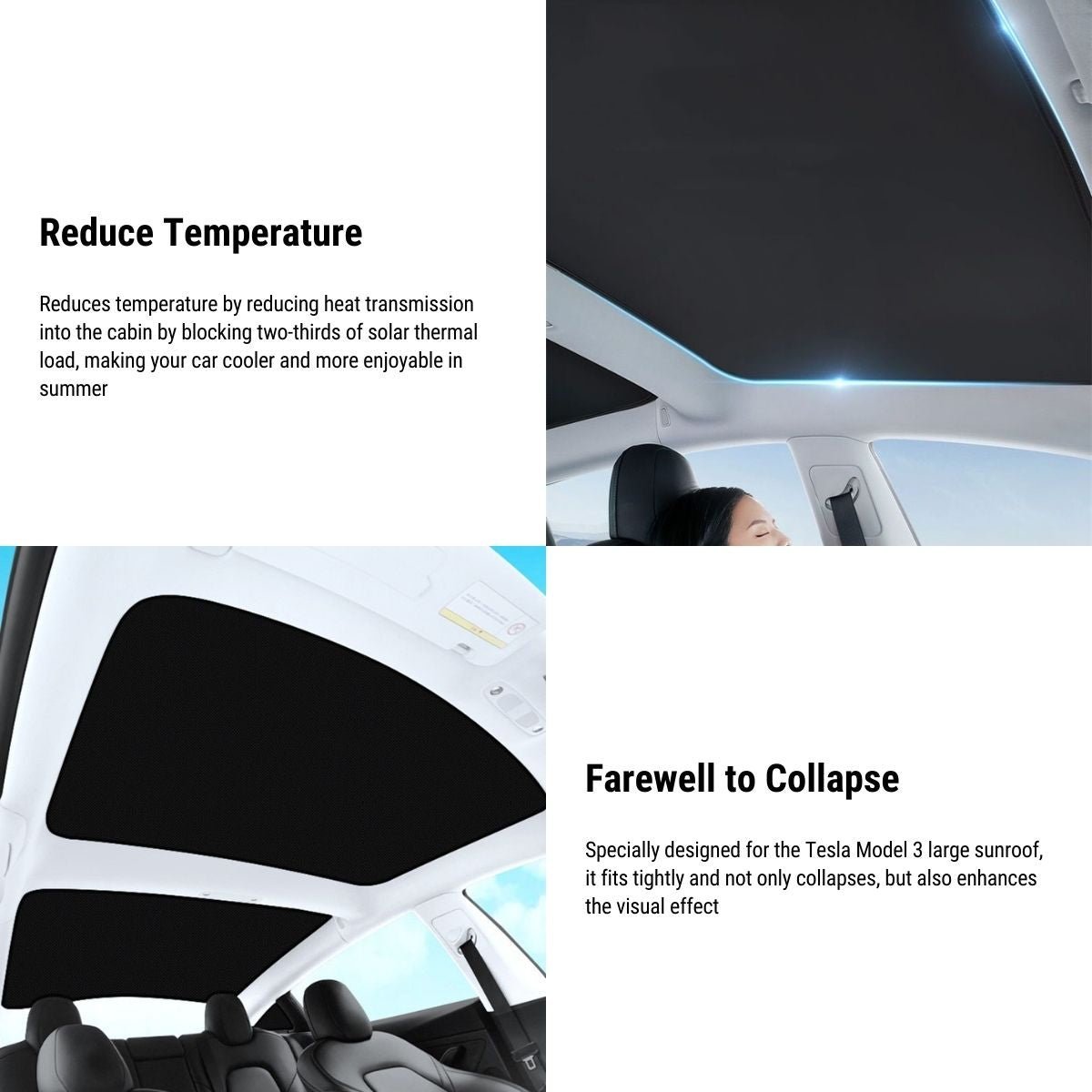 Glass Roof Sunshade for Tesla Model 3 Highland