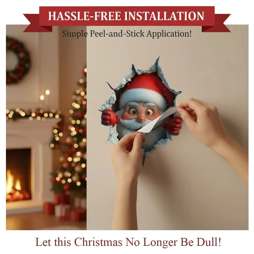 3D Christmas Santa Wall Decals – 5 Pack
