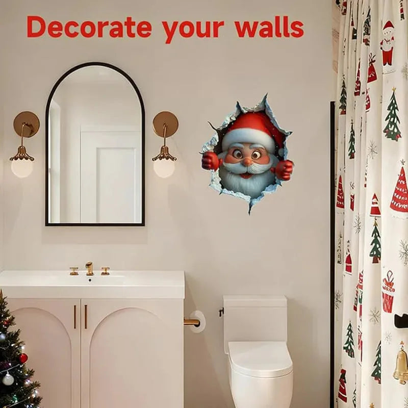 3D Christmas Santa Wall Decals – 5 Pack