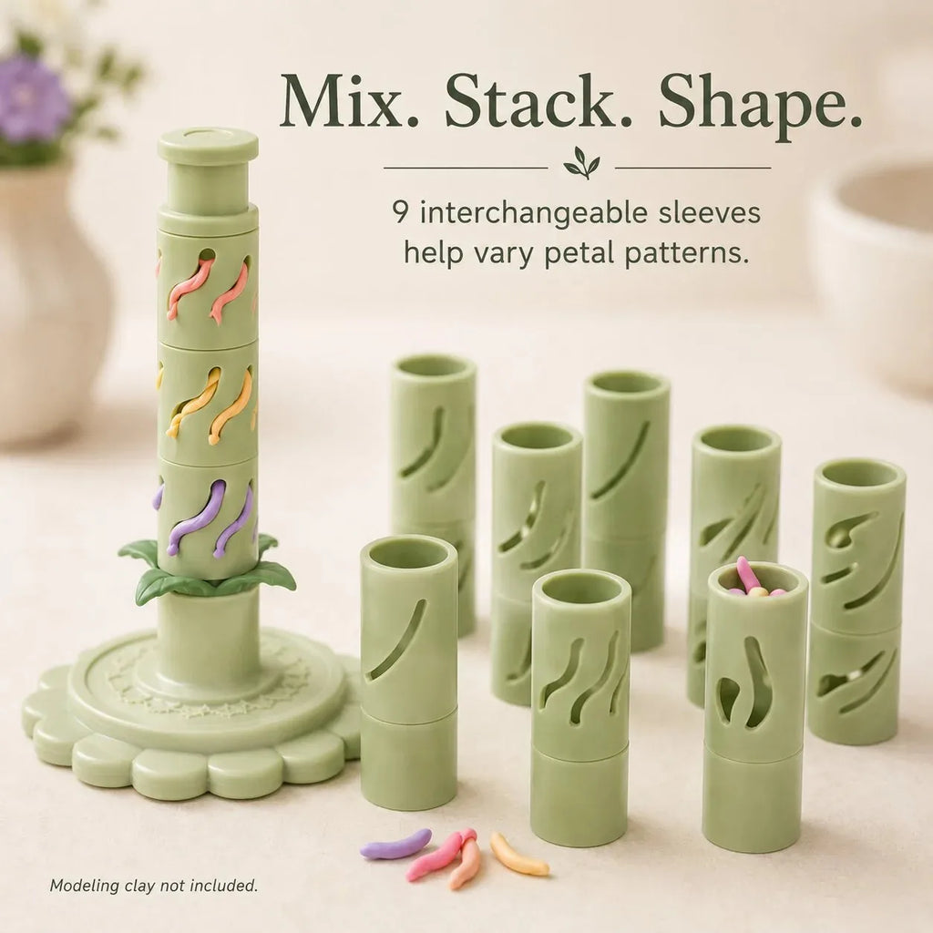 Modular Clay Flower Maker with 9 Shaping Sleeves