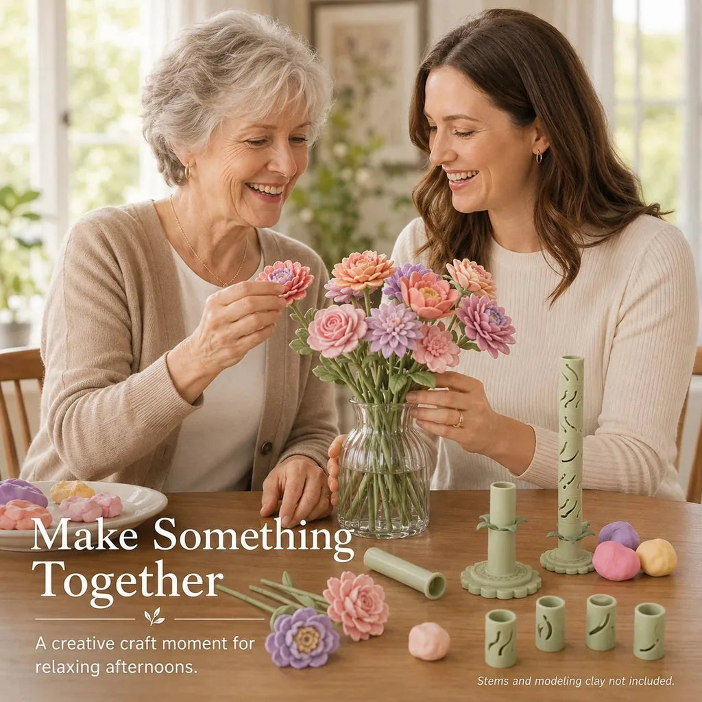 Modular Clay Flower Maker with 9 Shaping Sleeves