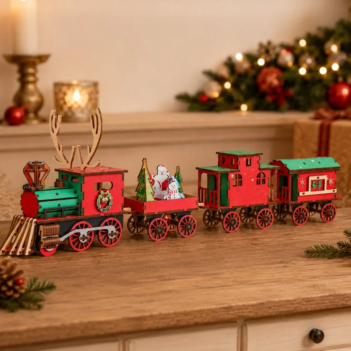 DIY Christmas Wooden Train 3D Puzzle Kit