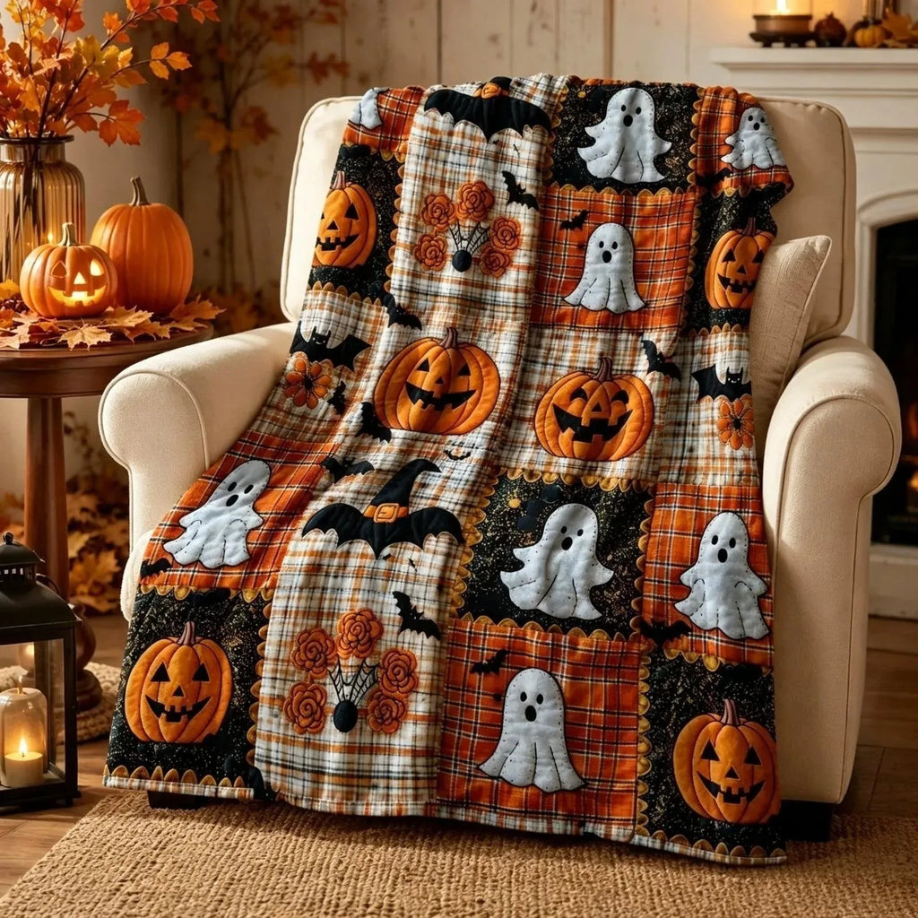 Halloween Pumpkin Flannel Throw Blanket