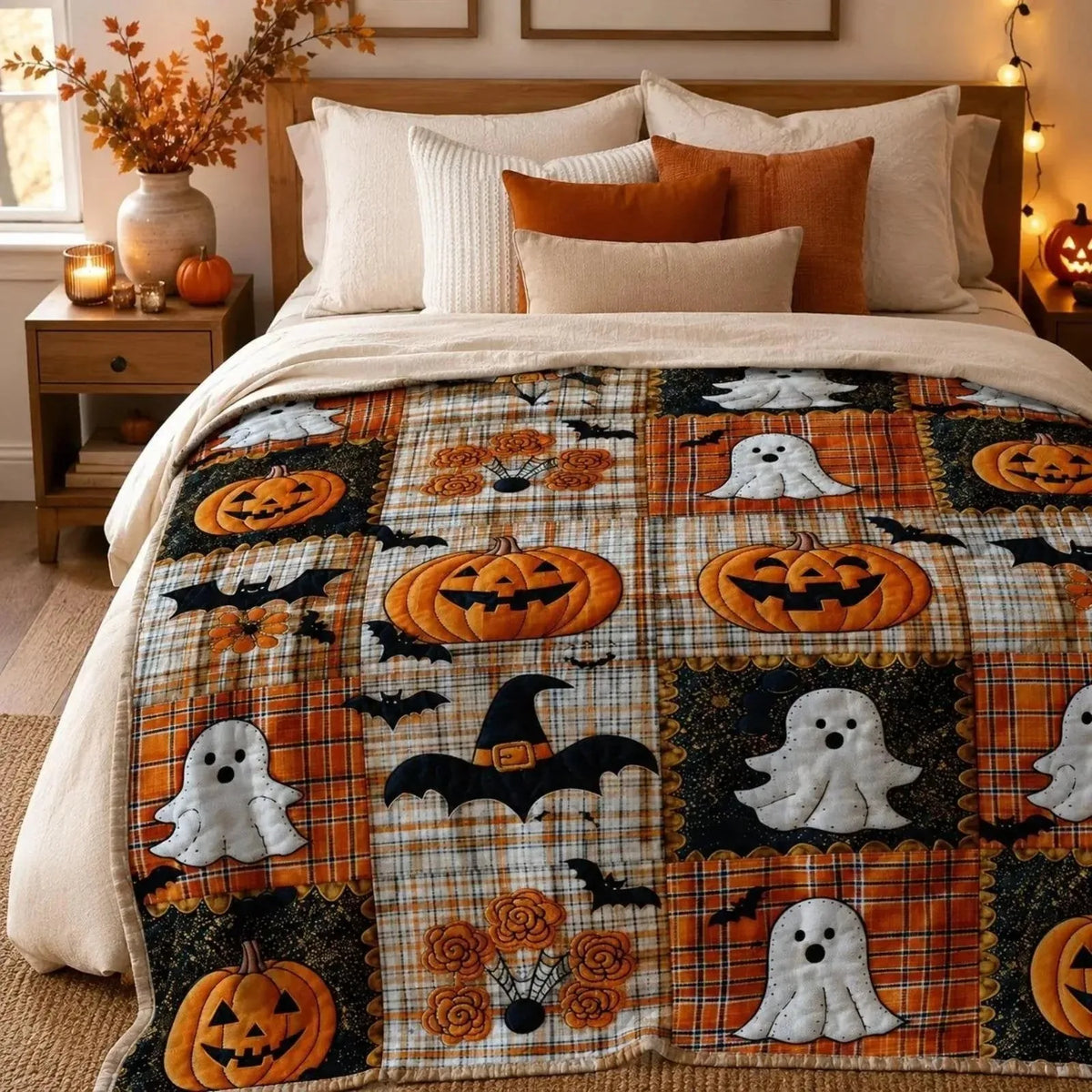Halloween Pumpkin Flannel Throw Blanket