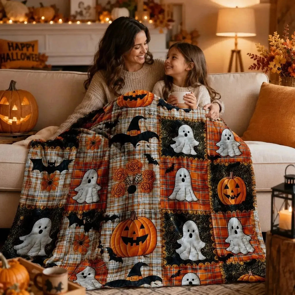 Halloween Pumpkin Flannel Throw Blanket