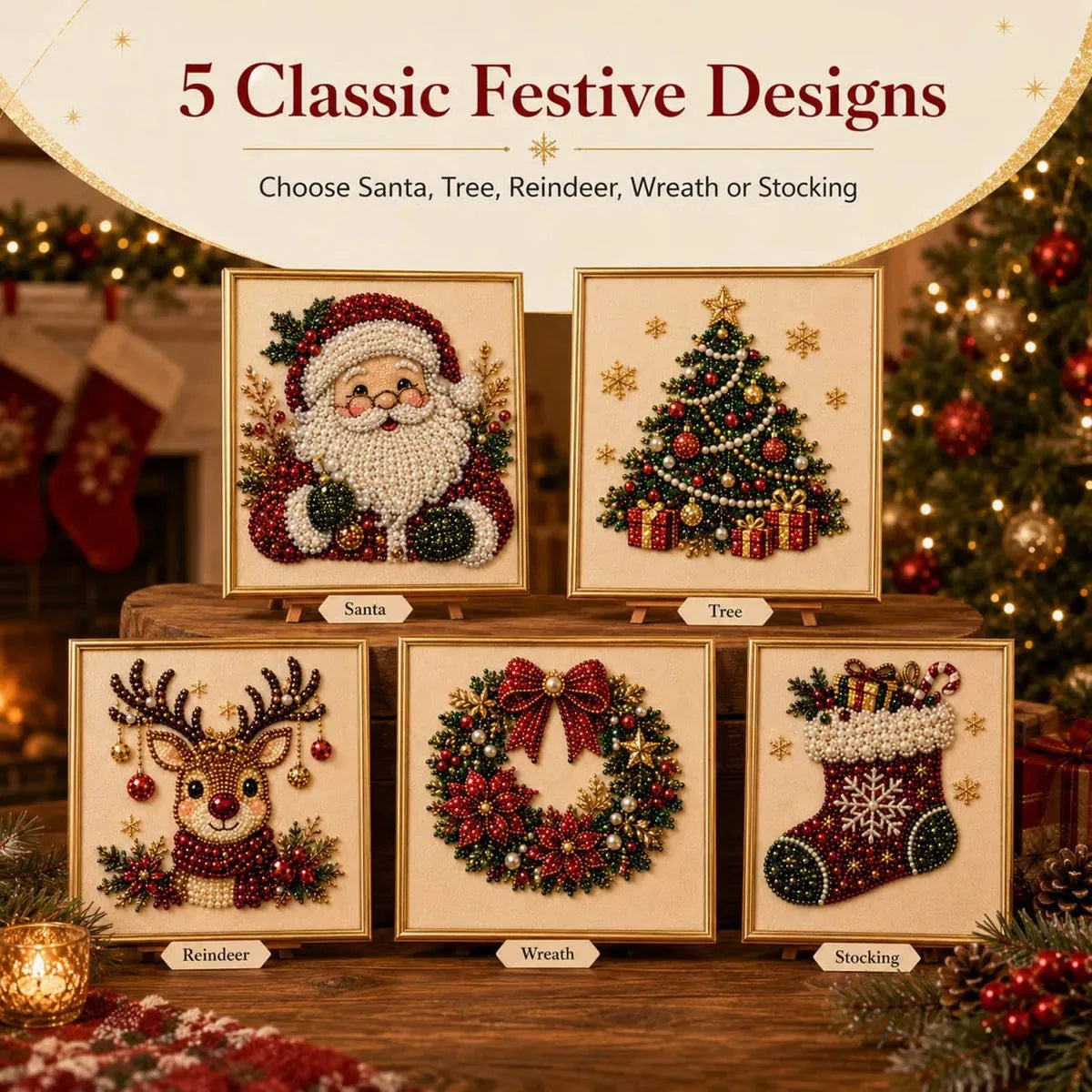 Christmas Pearl Diamond Art Kit with 20 cm Frame