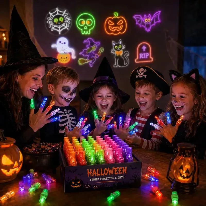 Halloween LED Finger Projector Rings – 20-Piece Party Set
