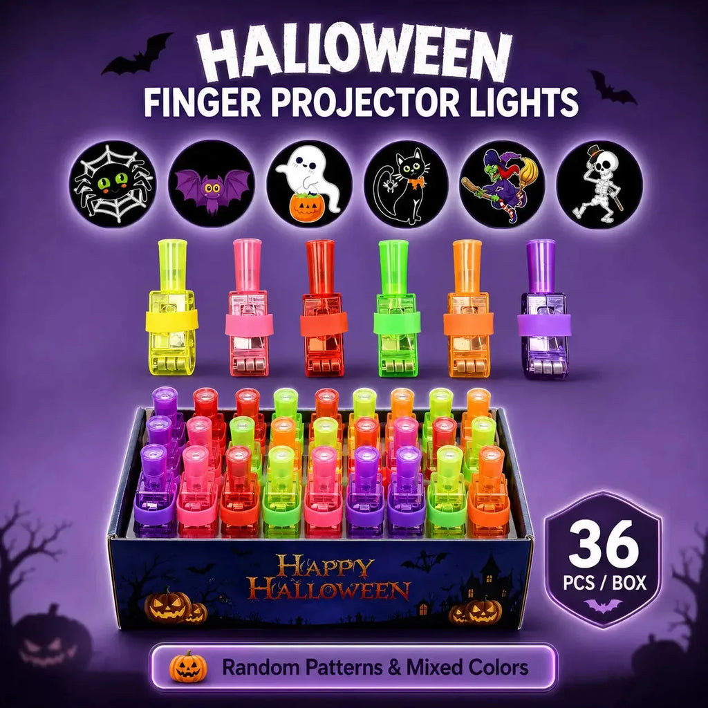 Halloween LED Finger Projector Rings – 20-Piece Party Set