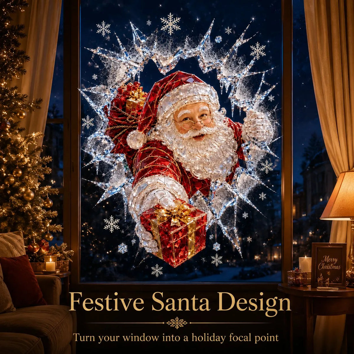 Crystal Christmas Window Decal – 8 Festive Designs