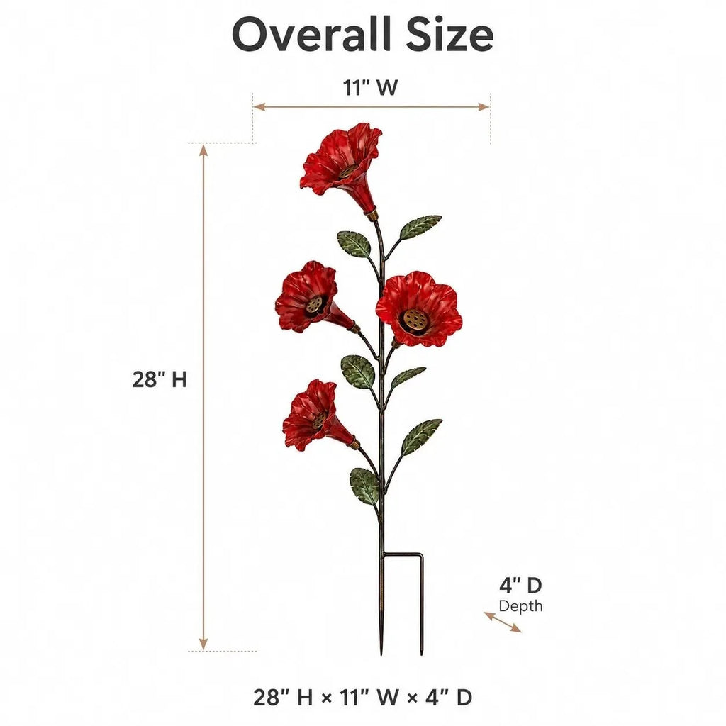 Red Trumpet Flower Hummingbird Feeder Garden Stake