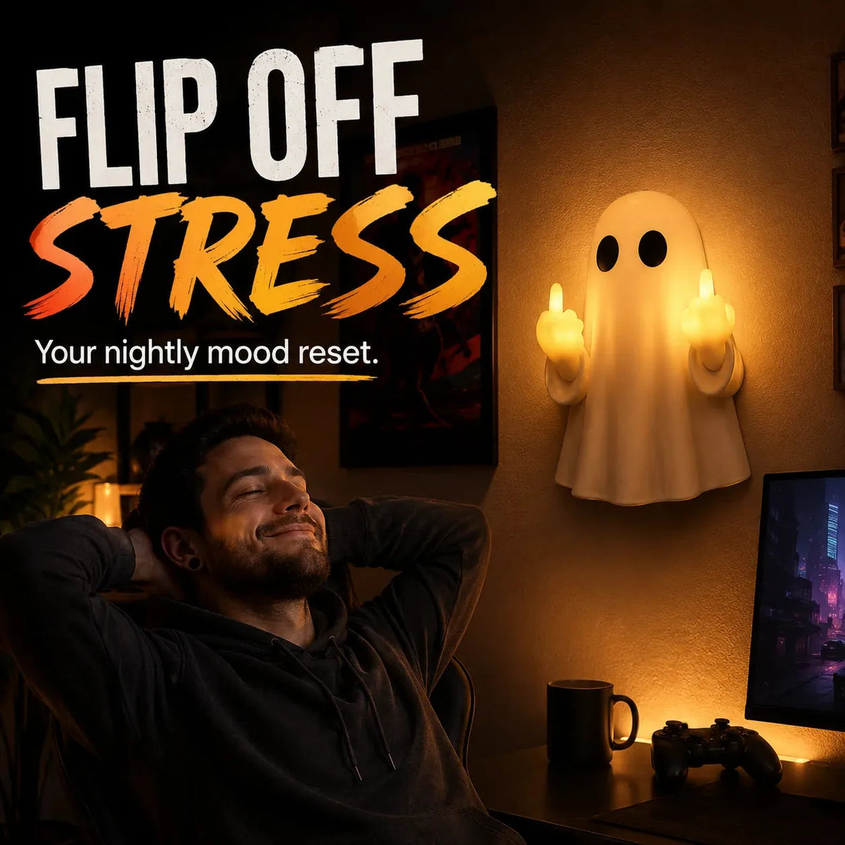 Middle-Finger Ghost LED Halloween Ambient Light