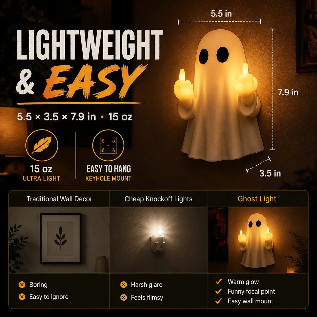Middle-Finger Ghost LED Halloween Ambient Light