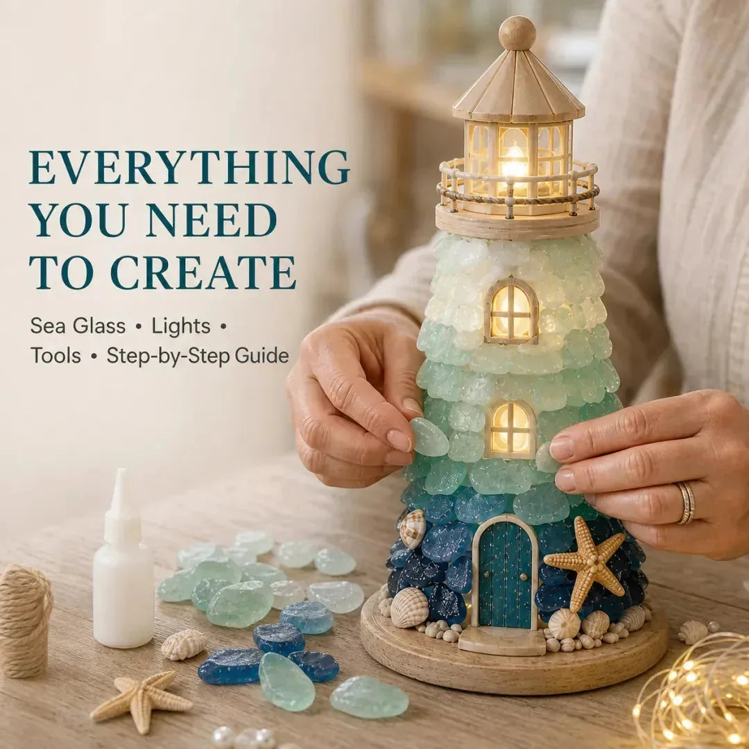 DIY Light-Up Sea Glass Lighthouse Craft Kit – 15 Designs