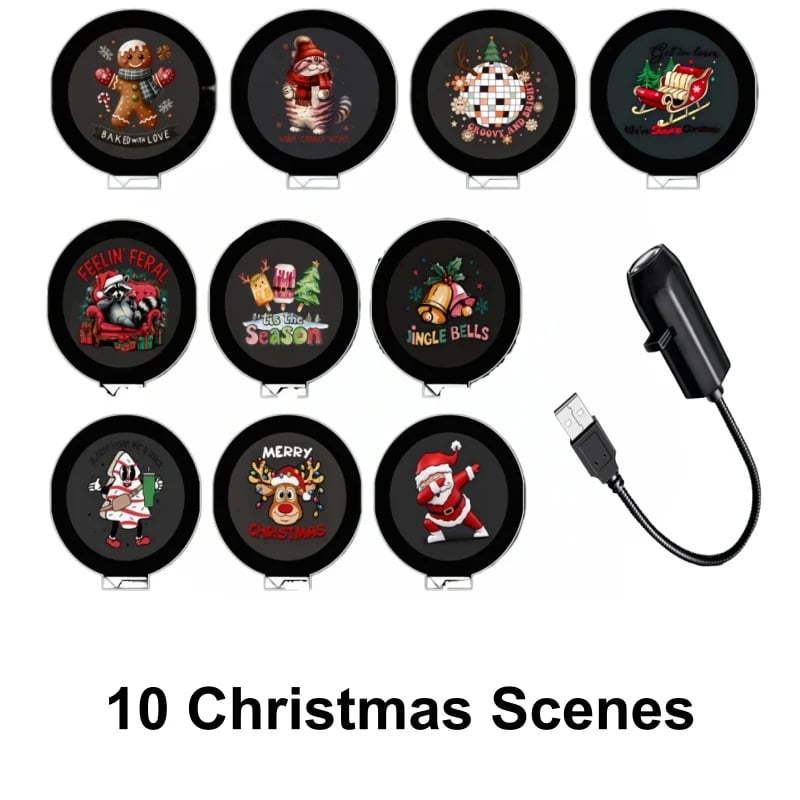 Plug-and-Play Christmas Projector with 10 Festive Scenes