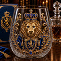 3D Crowned Lion Crystal Whiskey Glass