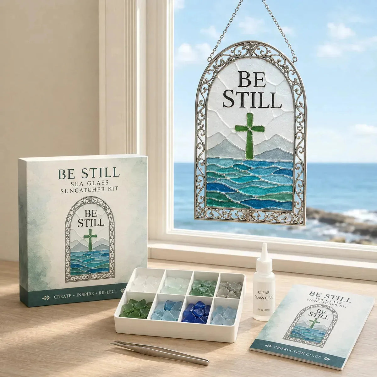DIY Scripture Sea Glass Suncatcher Kit – 6 Designs