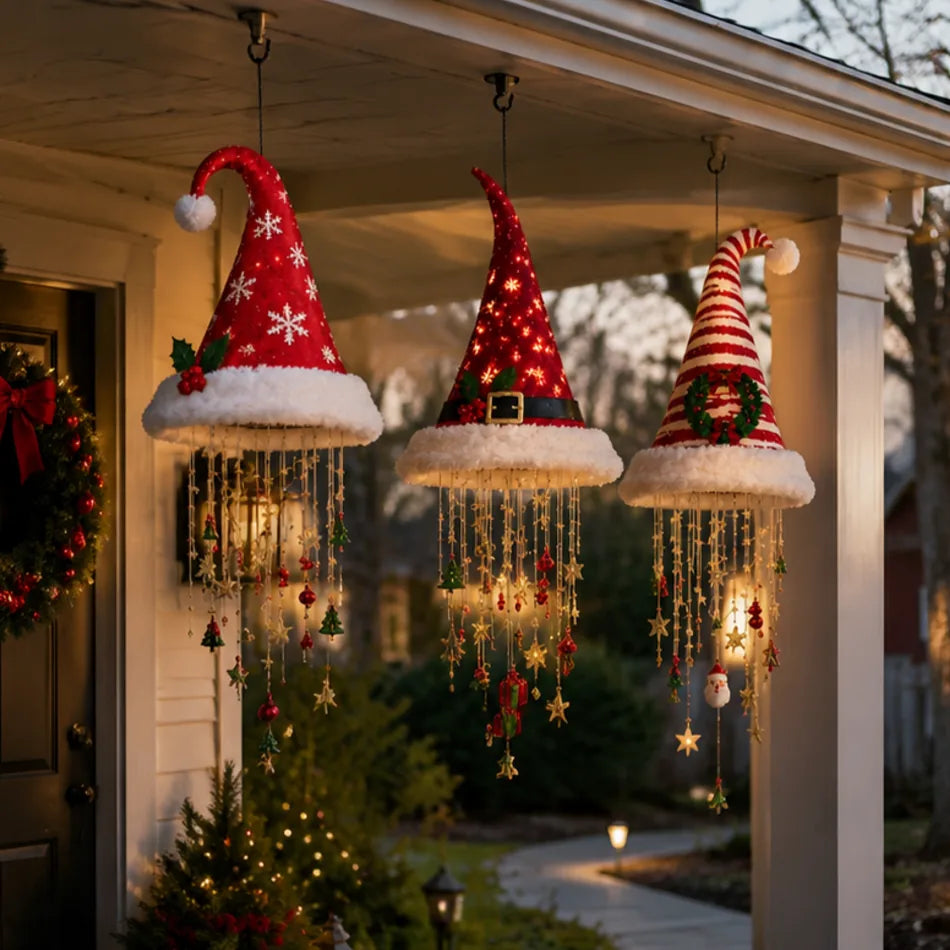 Lighted Santa Hat Hanging Chandelier – 3 Designs