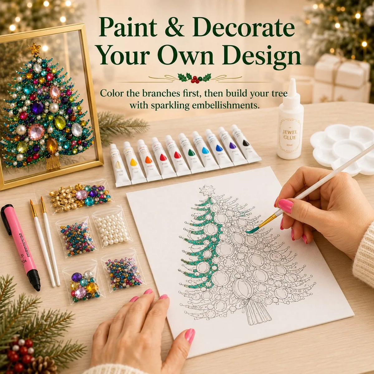 DIY Jeweled Christmas Art Frame Kit – 8 Designs