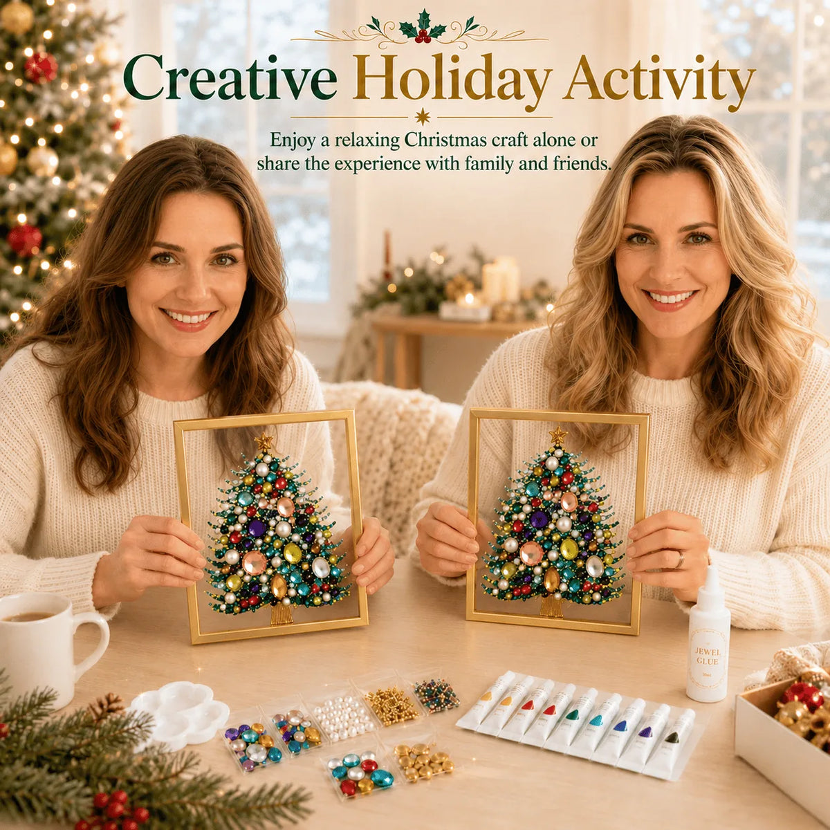 DIY Jeweled Christmas Art Frame Kit – 8 Designs