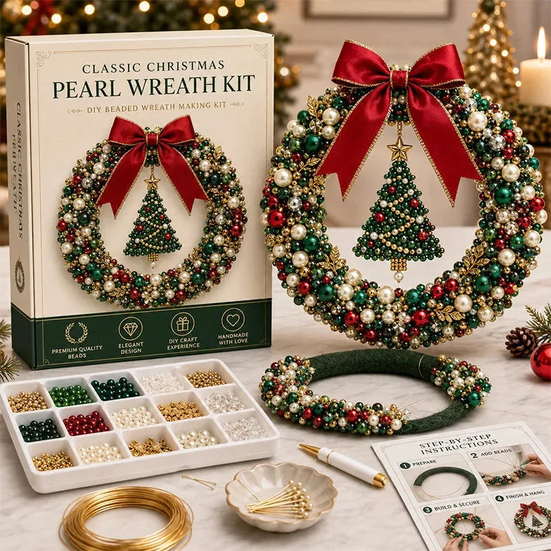 DIY Christmas Pearl Beaded Wreath Kit