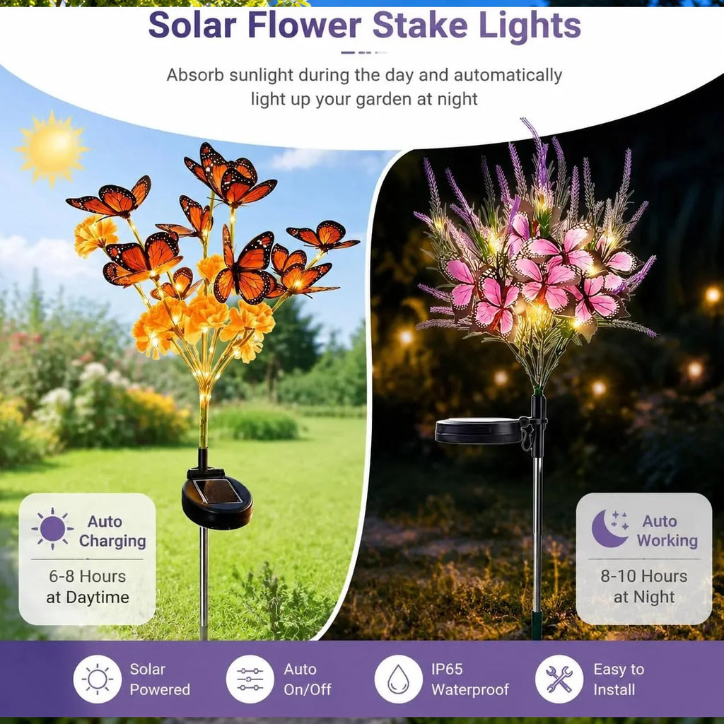 Solar Butterfly Flower Tree Garden Light