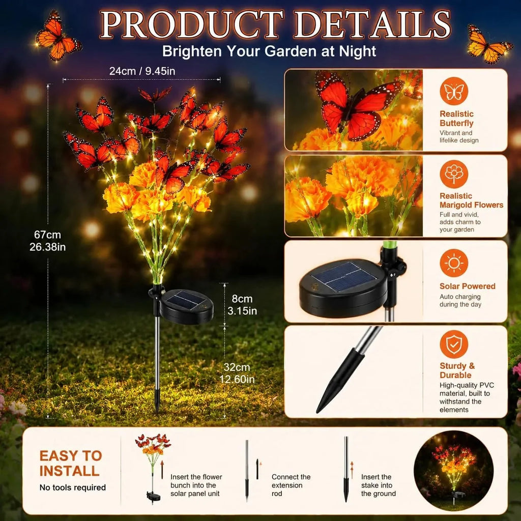 Solar Butterfly Flower Tree Garden Light