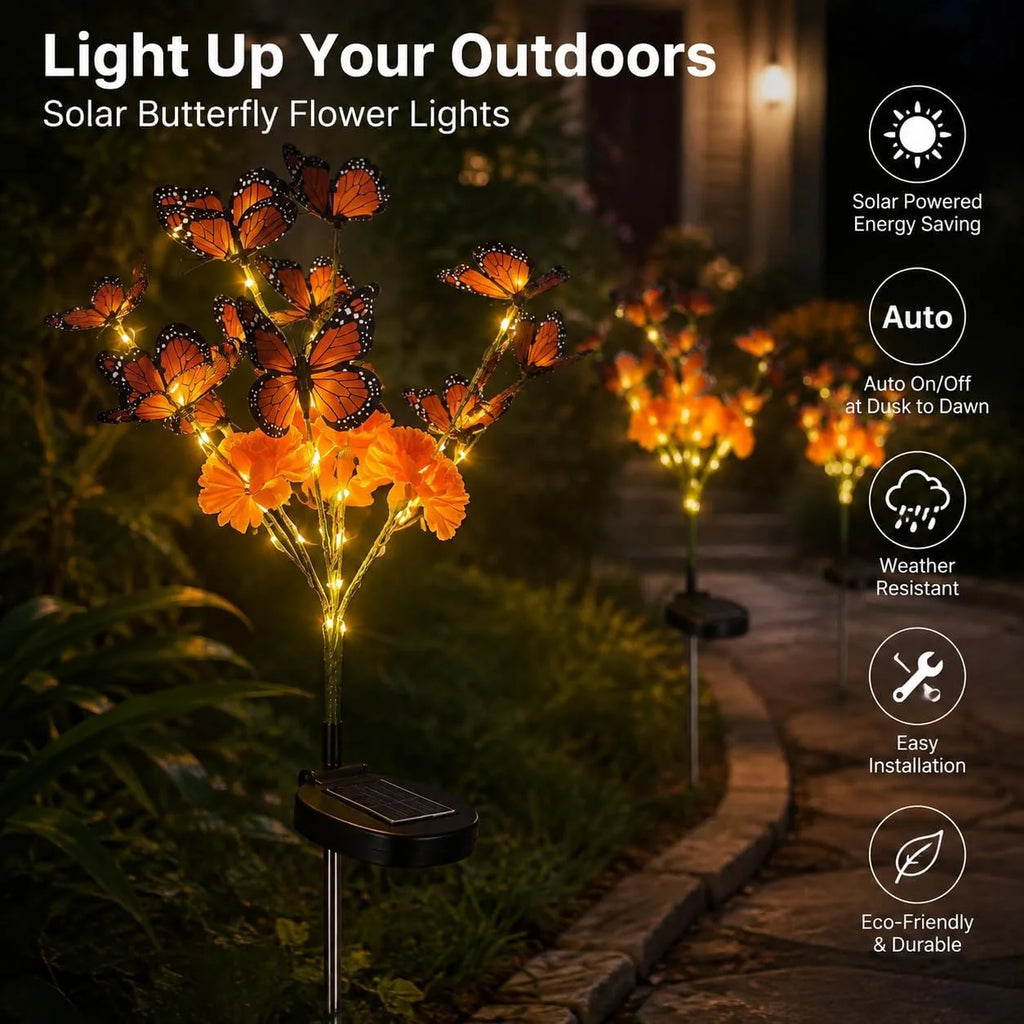 Solar Butterfly Flower Tree Garden Light