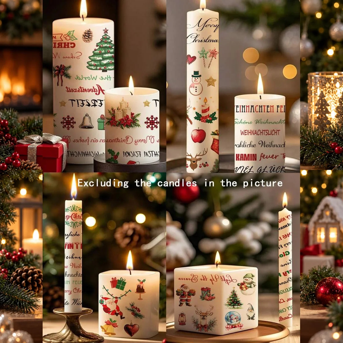 Christmas Candle Transfer Tattoo Set – 9 Sheets