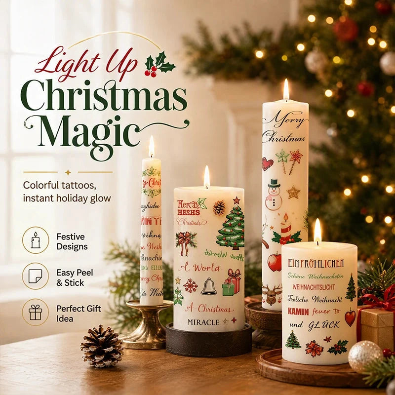 Christmas Candle Transfer Tattoo Set – 9 Sheets