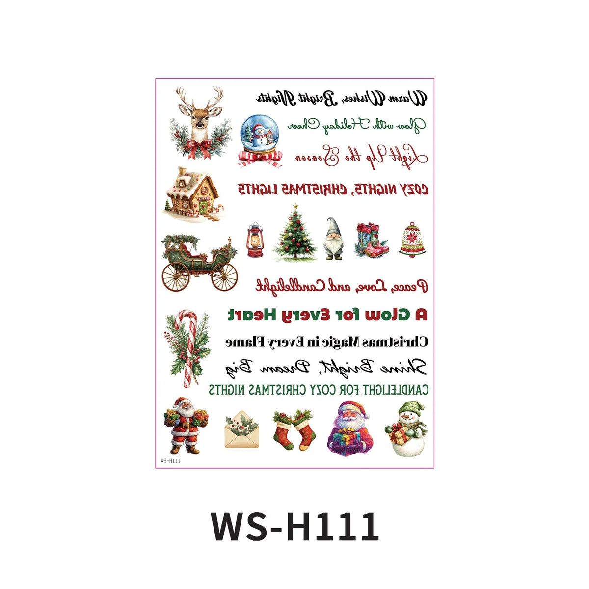 Christmas Candle Transfer Tattoo Set – 9 Sheets