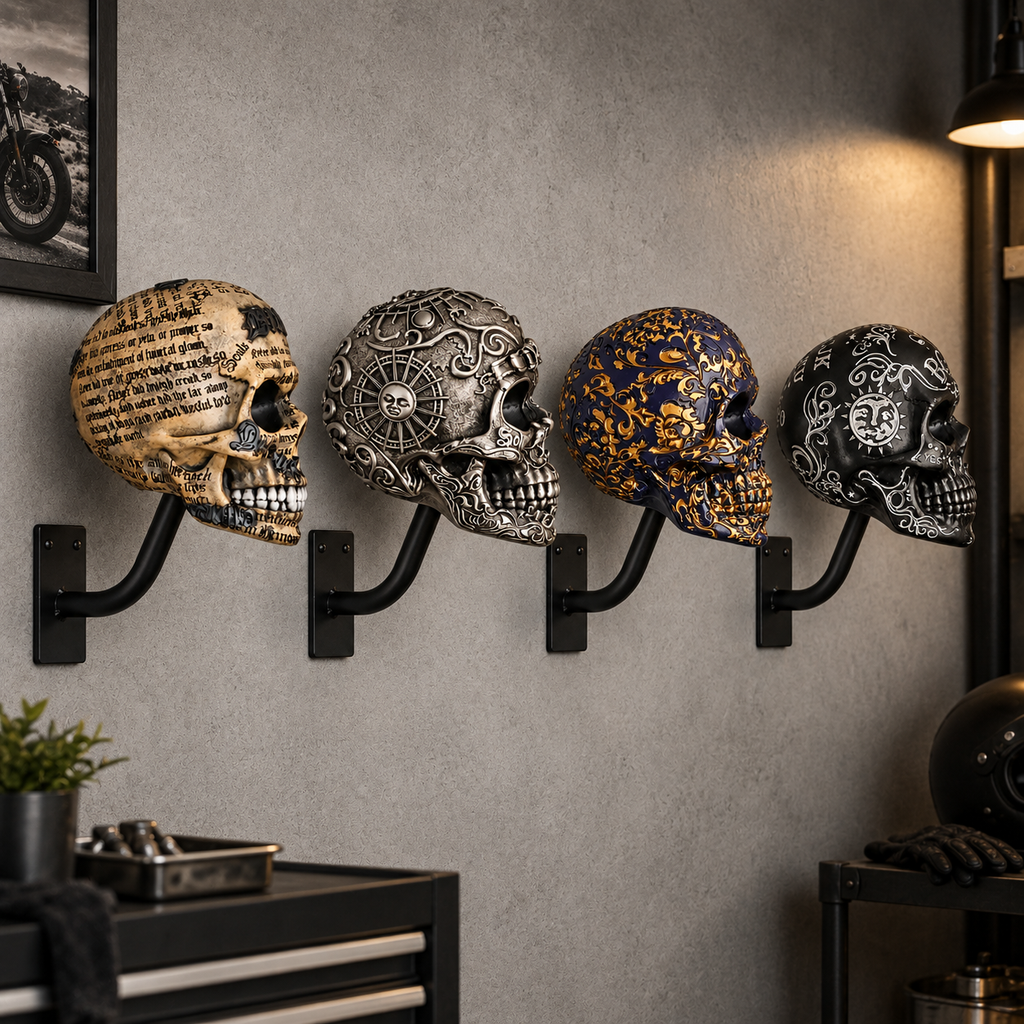 Skull Motorcycle Helmet Wall Mount