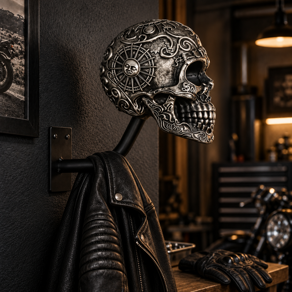 Skull Motorcycle Helmet Wall Mount