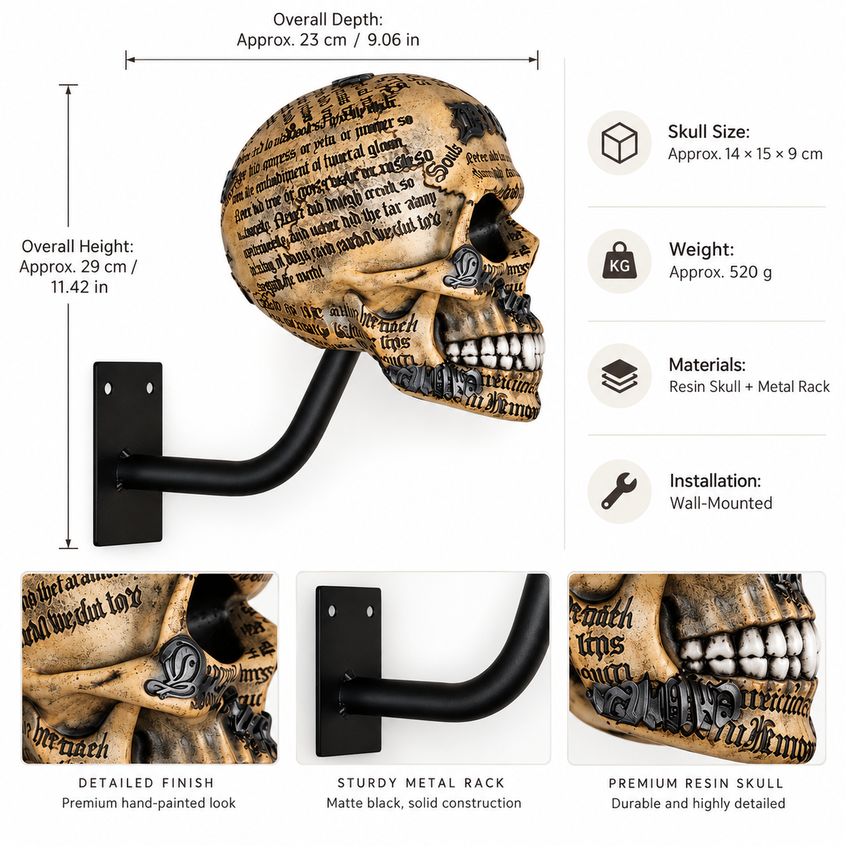 Skull Motorcycle Helmet Wall Mount