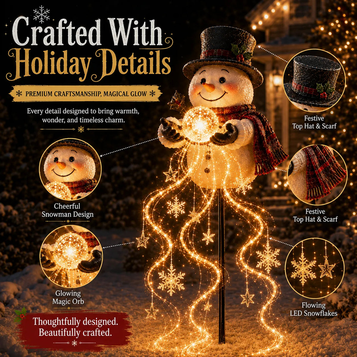 Snowman Magic Fountain Garden Light