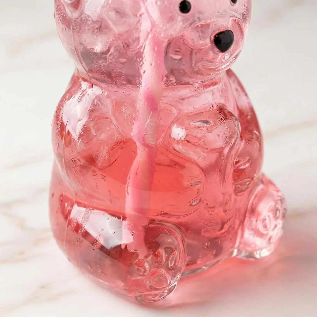 Bear-Shaped Glass Tumbler with Plush Hat