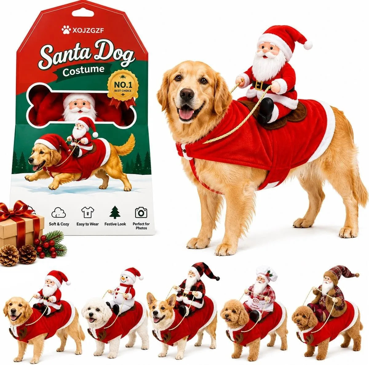 Christmas Rider Costume for Dogs